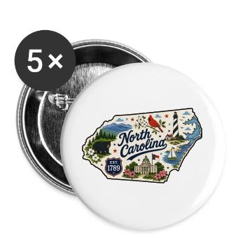 North Carolina Tar Heel State Vintage Sticker - Buttons large 2.2''/56 mm (5-pack) - white - Front