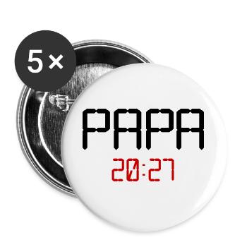 Baby Papa 2027 - Buttons groß 56 mm (5er Pack) - Weiß - Vorne