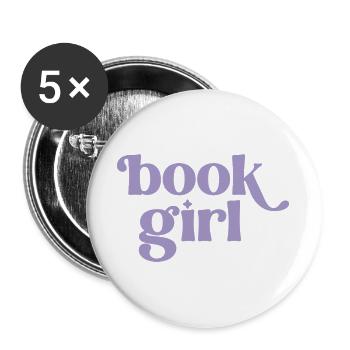 Book Girl - Buttons large 2.2''/56 mm (5-pack) - white - Front