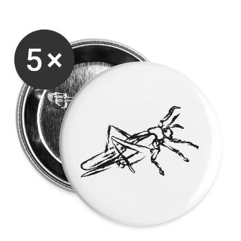 Schwarze Heuschrecke – Intecte Illustration - Buttons groß 56 mm (5er Pack) - Weiß - Vorne