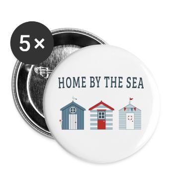 Home by the Sea – Maritime Strandhäuser - Buttons groß 56 mm (5er Pack) - Weiß - Vorne