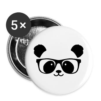 Cute panda with nerd glasses - Buttons large 2.2''/56 mm (5-pack) - white - Front