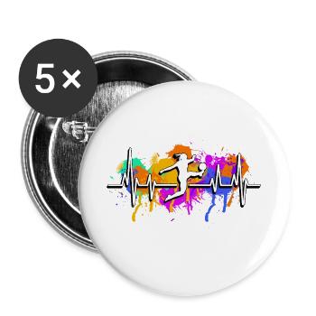 Women's football heartbeat - Buttons large 2.2''/56 mm (5-pack) - white - Front