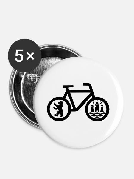 Schnellradweg Berlin Køpenhavn - Buttons groß 56 mm (5er Pack) - Weiß