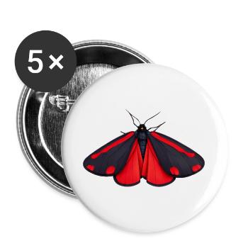 Cinnabar Moth Tyria jacobaeae Cartoon Style  - Buttons large 2.2''/56 mm (5-pack) - white - Front