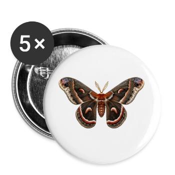 Cecropia Moth Hyalophora cecropia - Buttons large 2.2''/56 mm (5-pack) - white - Front