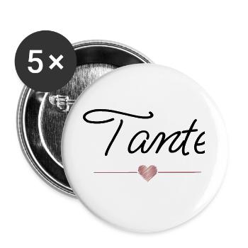 Meilleure tante au cœur – Cadeau familial - Lot de 5 grands badges (56 mm) - blanc - Devant