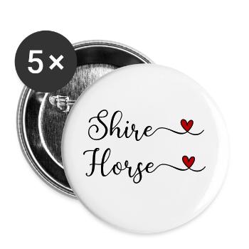 Shire-Pferd mit Herz - Buttons groß 56 mm (5er Pack) - Weiß - Vorne