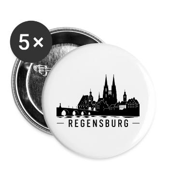 Regensburg Skyline - Buttons groß 56 mm (5er Pack) - Weiß - Vorne