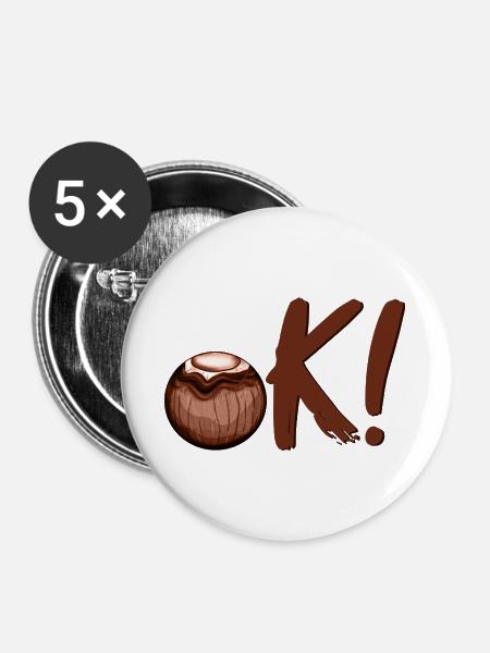 OK Sommer Kokosnuss - Buttons groß 56 mm (5er Pack) - Weiß