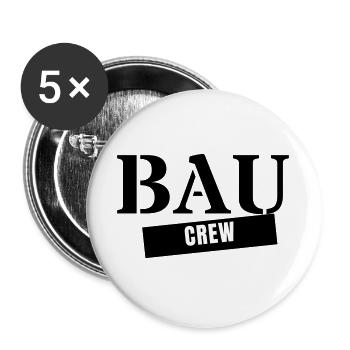Bau Crew - Bauarbeiter Handwerker Baustelle Team - Buttons groß 56 mm (5er Pack) - Weiß - Vorne