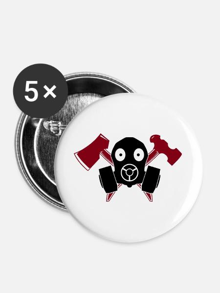 Mayhem Werkzeugmacher Rot und Schwarz - Buttons groß 56 mm (5er Pack) - Weiß