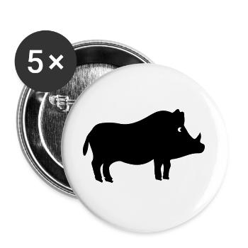 Wildschwein - Buttons groß 56 mm (5er Pack) - Weiß - Vorne