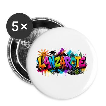 Lanzarote - Graffiti - Canary Islands - Kanaren - Buttons groß 56 mm (5er Pack) - Weiß - Vorne
