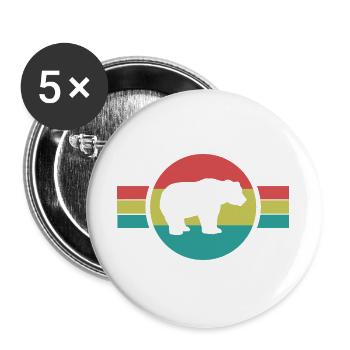 Bär Silhouette Retro Style - Buttons groß 56 mm (5er Pack) - Weiß - Vorne