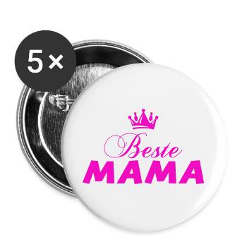 Beste Mama  - Buttons groß 56 mm (5er Pack) - Weiß - Vorne