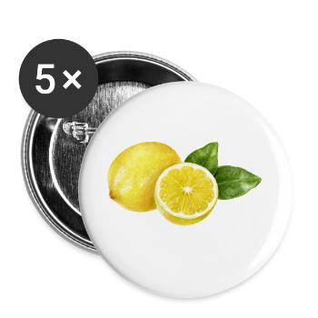 Lemon Duo – Frisches Zitrus‑Design - Buttons groß 56 mm (5er Pack) - Weiß - Vorne