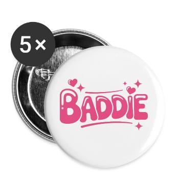 Baddie Aesthetic Böses Mädchen Bad Girl Baddie - Buttons groß 56 mm (5er Pack) - Weiß - Vorne