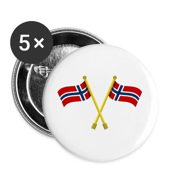 Norwegische Flagge - Buttons groß 56 mm (5er Pack) - Weiß - Vorne