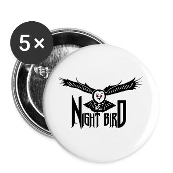 Schwarze Nachteule - Buttons groß 56 mm (5er Pack) - Weiß - Vorne