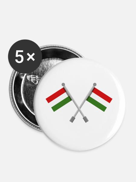 Ungarische Flagge - Buttons groß 56 mm (5er Pack) - Weiß