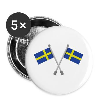Schwedische Flagge - Buttons groß 56 mm (5er Pack) - Weiß - Vorne