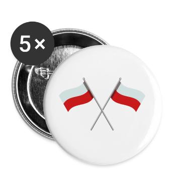 Polnische Flagge - Buttons groß 56 mm (5er Pack) - Weiß - Vorne