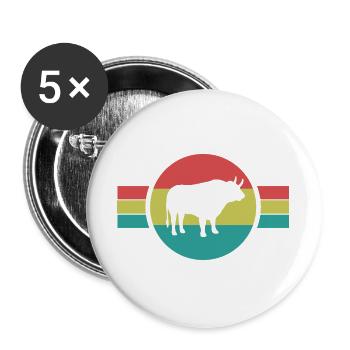 Stier Retro   - Buttons groß 56 mm (5er Pack) - Weiß - Vorne