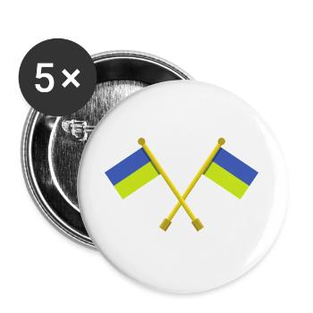 Ukrainische Flagge - Buttons groß 56 mm (5er Pack) - Weiß - Vorne