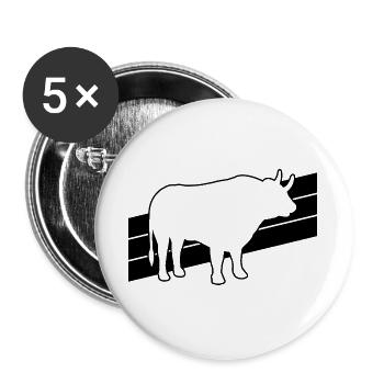 Stier Silhouette - Buttons groß 56 mm (5er Pack) - Weiß - Vorne