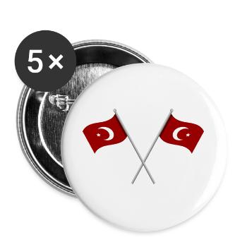 Türkische Flagge - Buttons groß 56 mm (5er Pack) - Weiß - Vorne