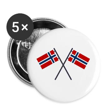Norwegische Flagge - Buttons groß 56 mm (5er Pack) - Weiß - Vorne