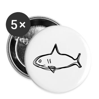Hai handgezeichnet - Buttons groß 56 mm (5er Pack) - Weiß - Vorne