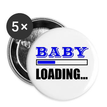 Blaues Großbuchstaben BABY Design - Buttons groß 56 mm (5er Pack) - Weiß - Vorne