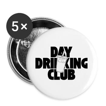 Day Drinking Club – Eiskaffee mit Statement - Buttons groß 56 mm (5er Pack) - Weiß - Vorne