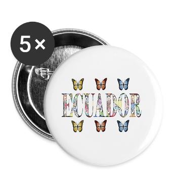 Mehrfarbige Gleichheit mit Schmetterlingen - Buttons groß 56 mm (5er Pack) - Weiß - Vorne
