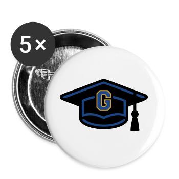 Doktorhut Buchstabe Icon - Buttons groß 56 mm (5er Pack) - Weiß - Vorne