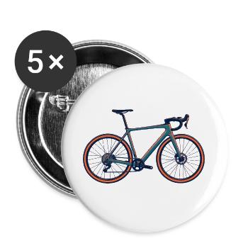 Rennrad Risograph - Buttons groß 56 mm (5er Pack) - Weiß - Vorne