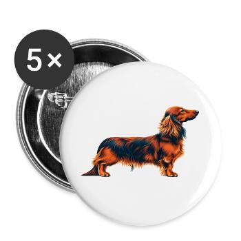 Dackel Retro - Buttons groß 56 mm (5er Pack) - Weiß - Vorne