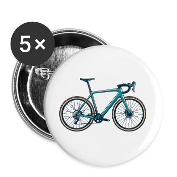 Rennrad Retro - Buttons groß 56 mm (5er Pack) - Weiß - Vorne
