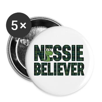 Nessie Believer - Buttons groß 56 mm (5er Pack) - Weiß - Vorne