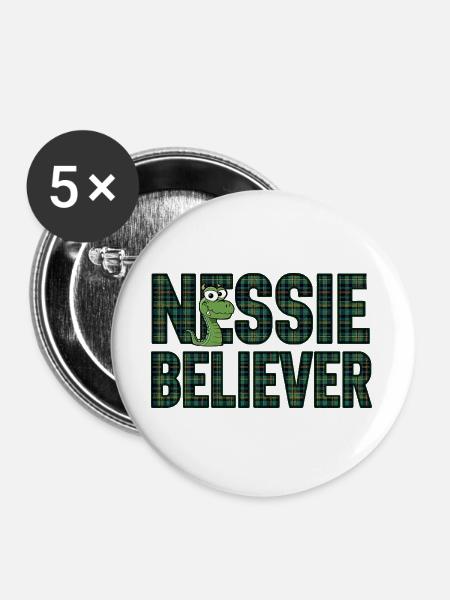 Nessie Believer - Buttons groß 56 mm (5er Pack) - Weiß