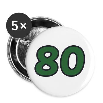 JUBILÄUM. 80. 80 JAHRE. 80. JUBILÄUM. - Buttons groß 56 mm (5er Pack) - Weiß - Vorne