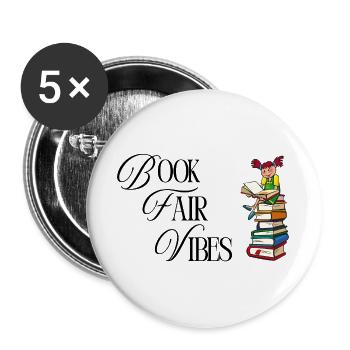 Nur Buchmesse-Vibes - Buttons groß 56 mm (5er Pack) - Weiß - Vorne