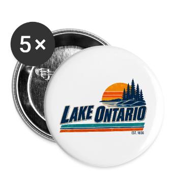 Lake Ontario EST 1656 Retro - Buttons groß 56 mm (5er Pack) - Weiß - Vorne