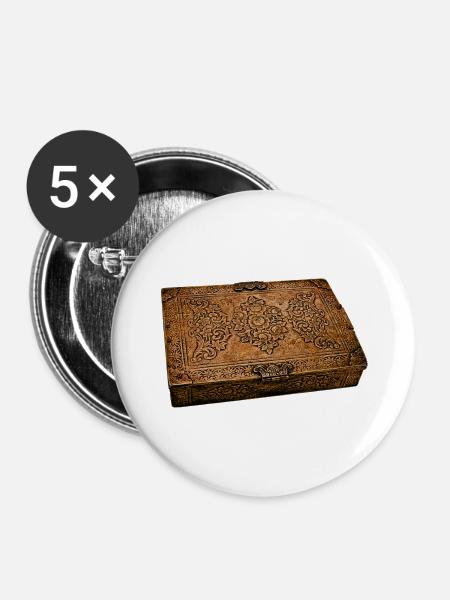 Ornamentiertes Blumenkorb Schatzkästchen - Buttons groß 56 mm (5er Pack) - Weiß