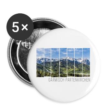 Garmisch Partenkirchen in Bayern Alpen Souvenir - Buttons groß 56 mm (5er Pack) - Weiß - Vorne