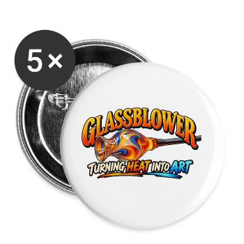 Glasbläser verwandelt Hitze in Kunst – Glaskünstler D - Buttons groß 56 mm (5er Pack) - Weiß - Vorne