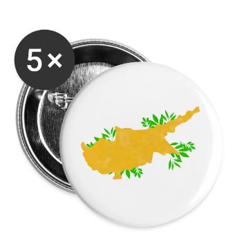 Zypern Flagge - Cyprus Travel- Flaggen Karte  - Buttons groß 56 mm (5er Pack) - Weiß - Vorne