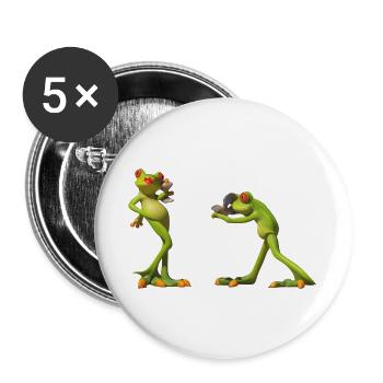 Froschduo Verspielter Charme - Buttons groß 56 mm (5er Pack) - Weiß - Vorne